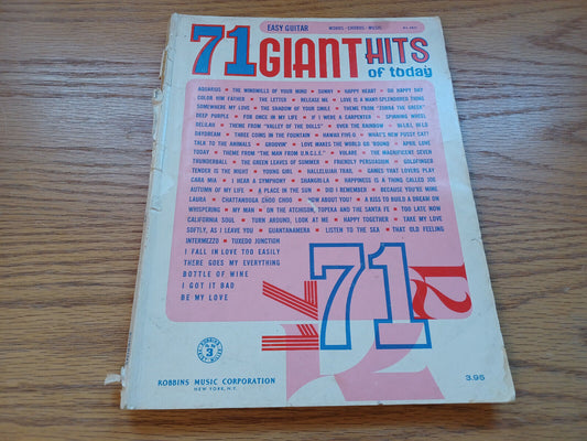 71 Giant Hits Of Today Easy Guitar Words Chorus Music 1969
