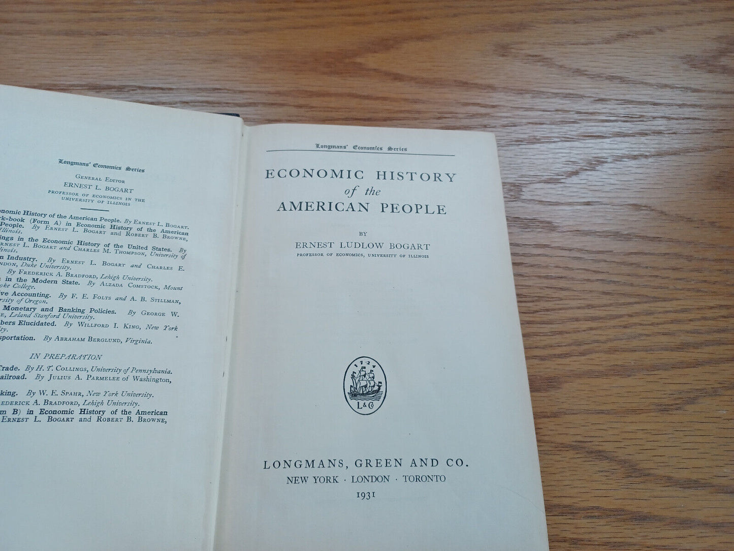 Economic History Of The American People By Ernest Bogart 1931