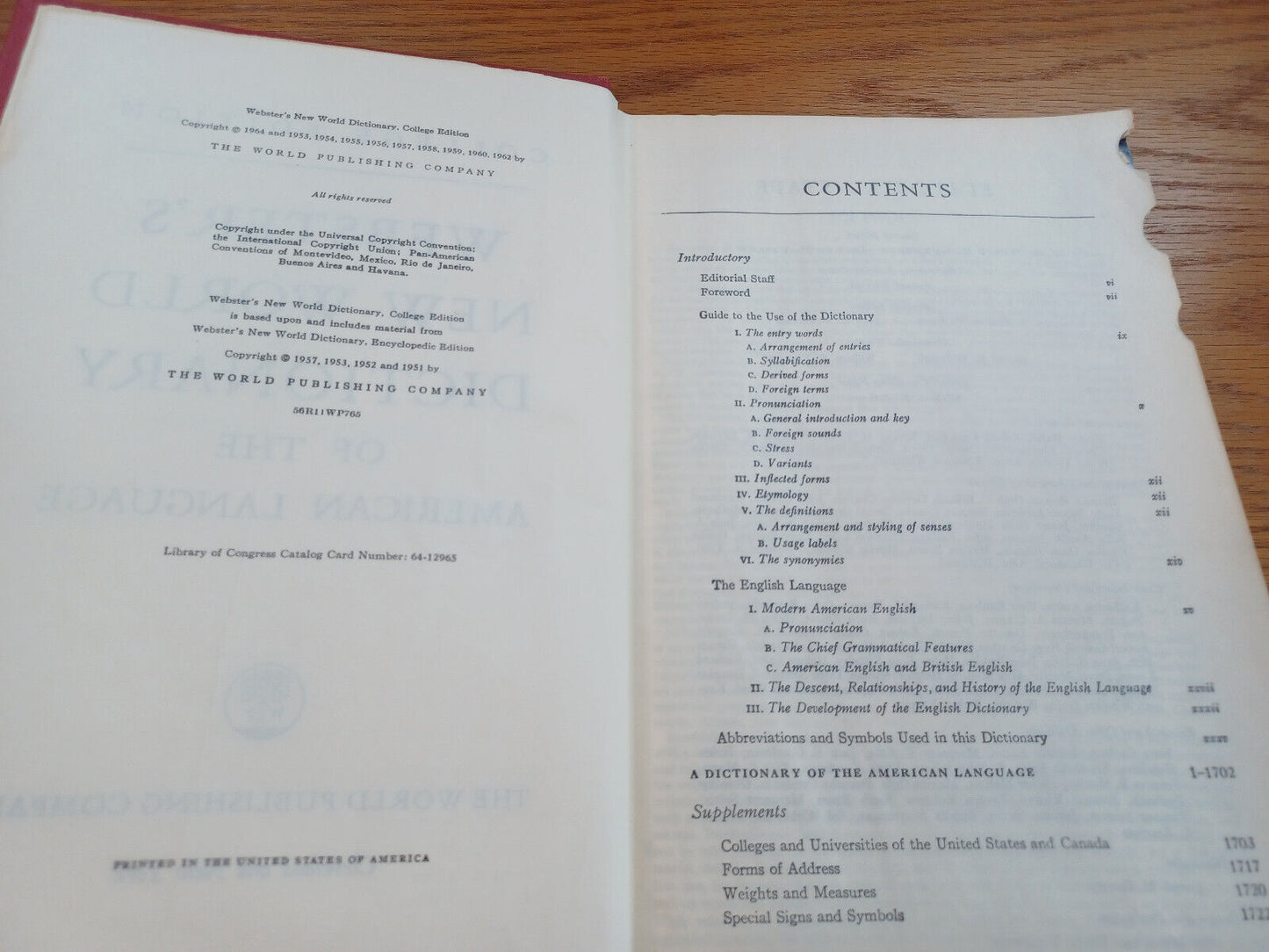 Webster'S New World Dictionary Of The American Language College Edition 1964