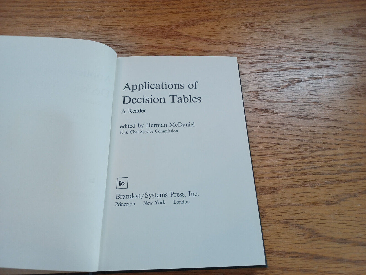 Applications Of Decision Tables A Reader By Herman Mcdaniel 1970