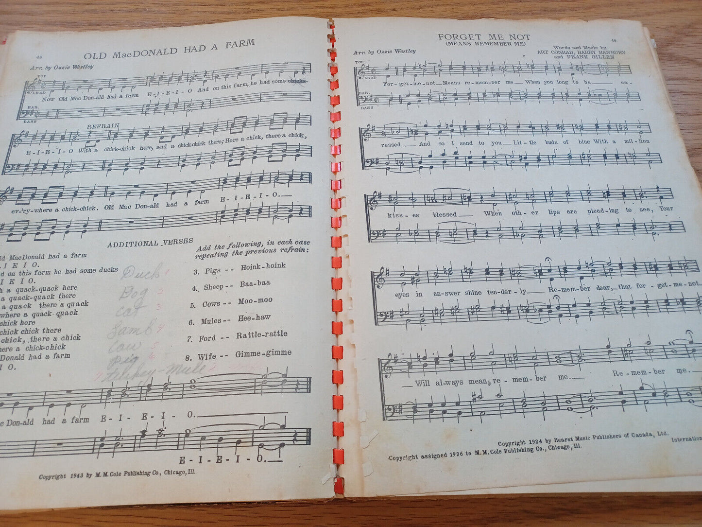 Album Of Favorite Barber Shop Ballads Cole Edition 1944