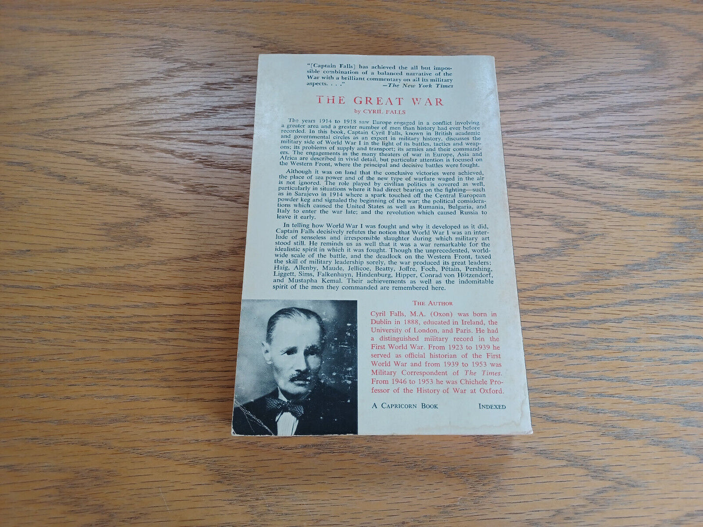 The Great War 1914-1918 Cyril Falls 1961 Paperback Capricorn Books