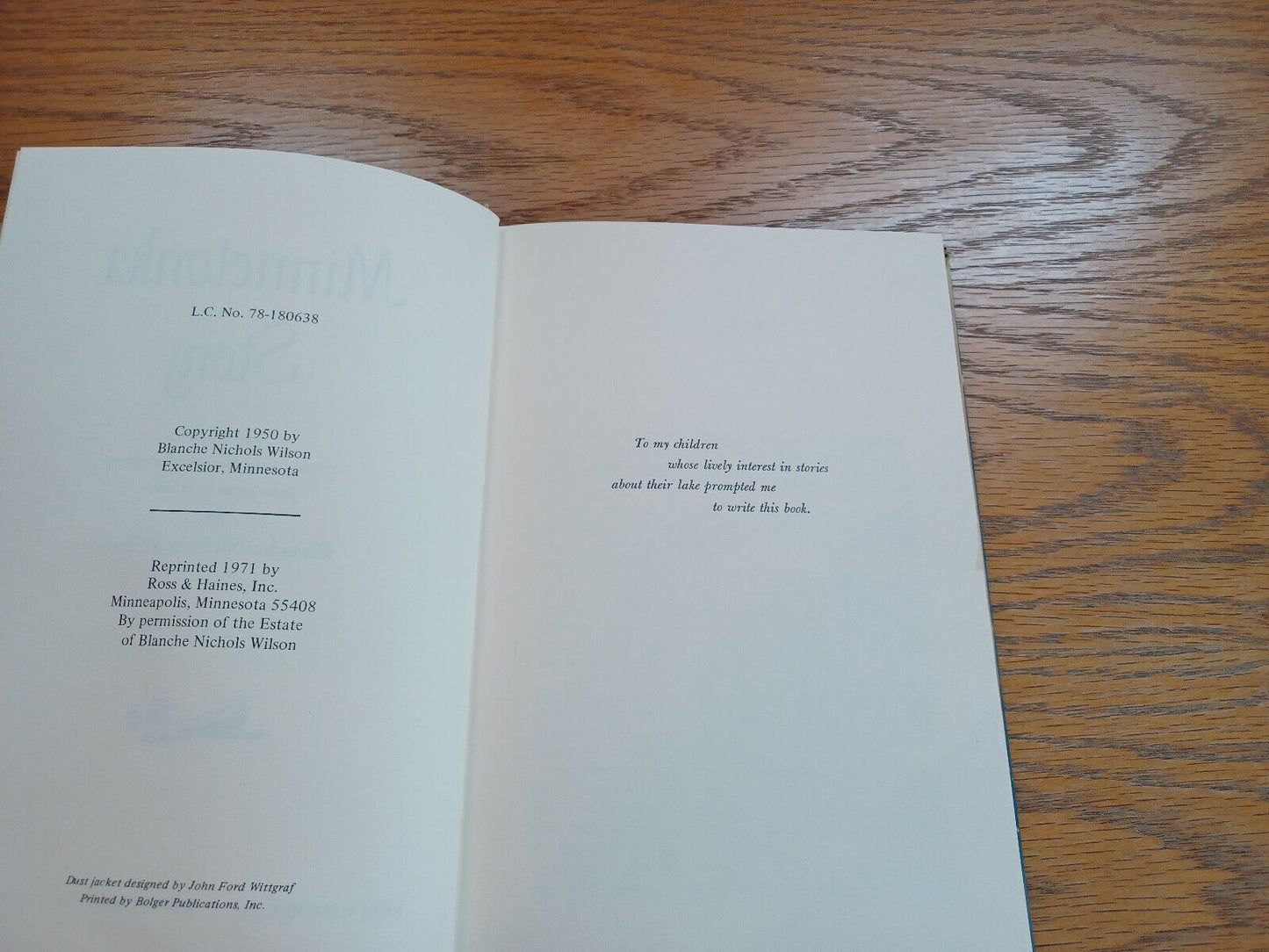 Minnetonka Story Blanche Nichols Wilson 1971 Hardcover Dust Jacket Ross & Haines