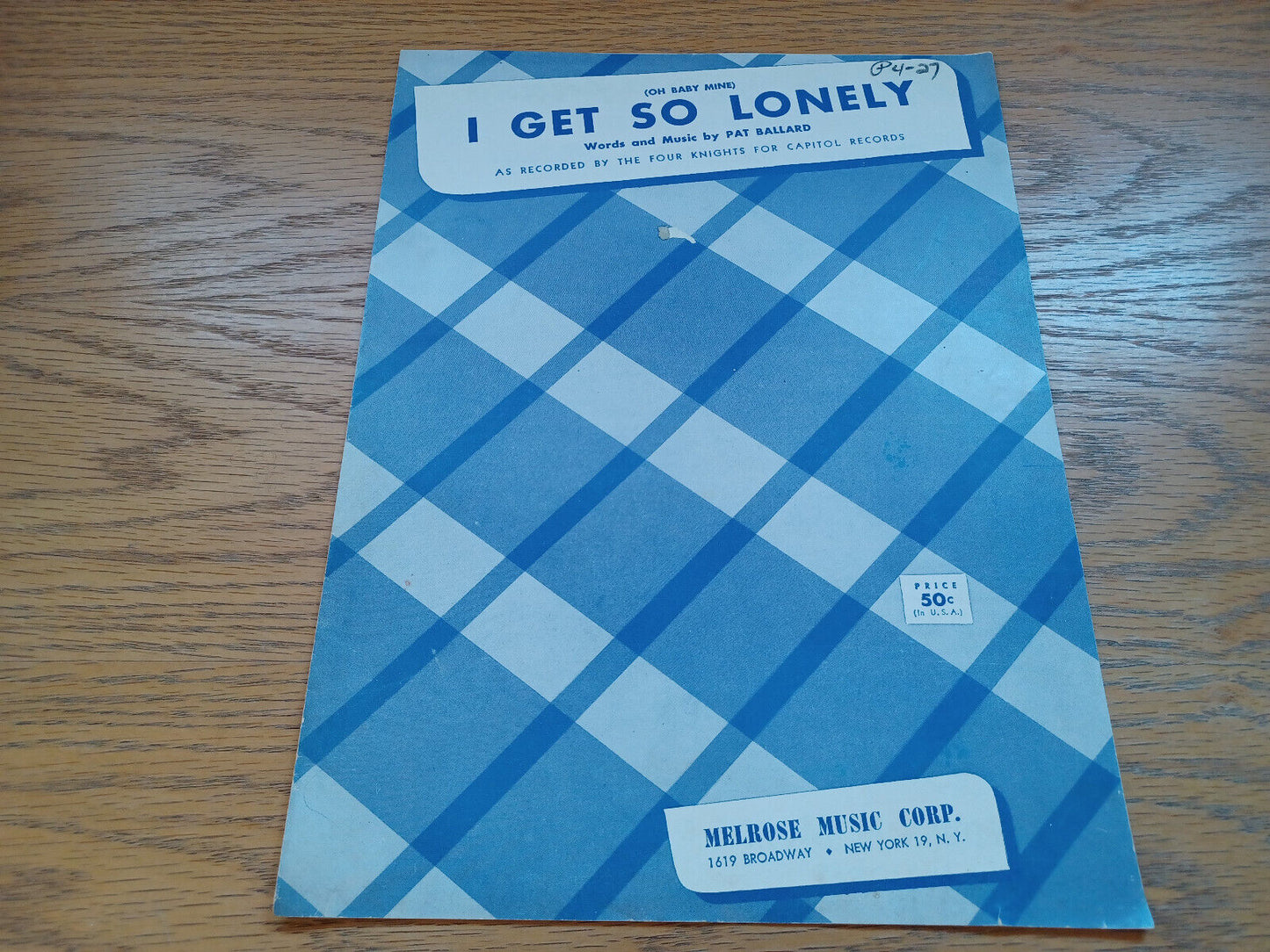 I Get So Lonely Oh Baby Mine Pat Ballard 1954