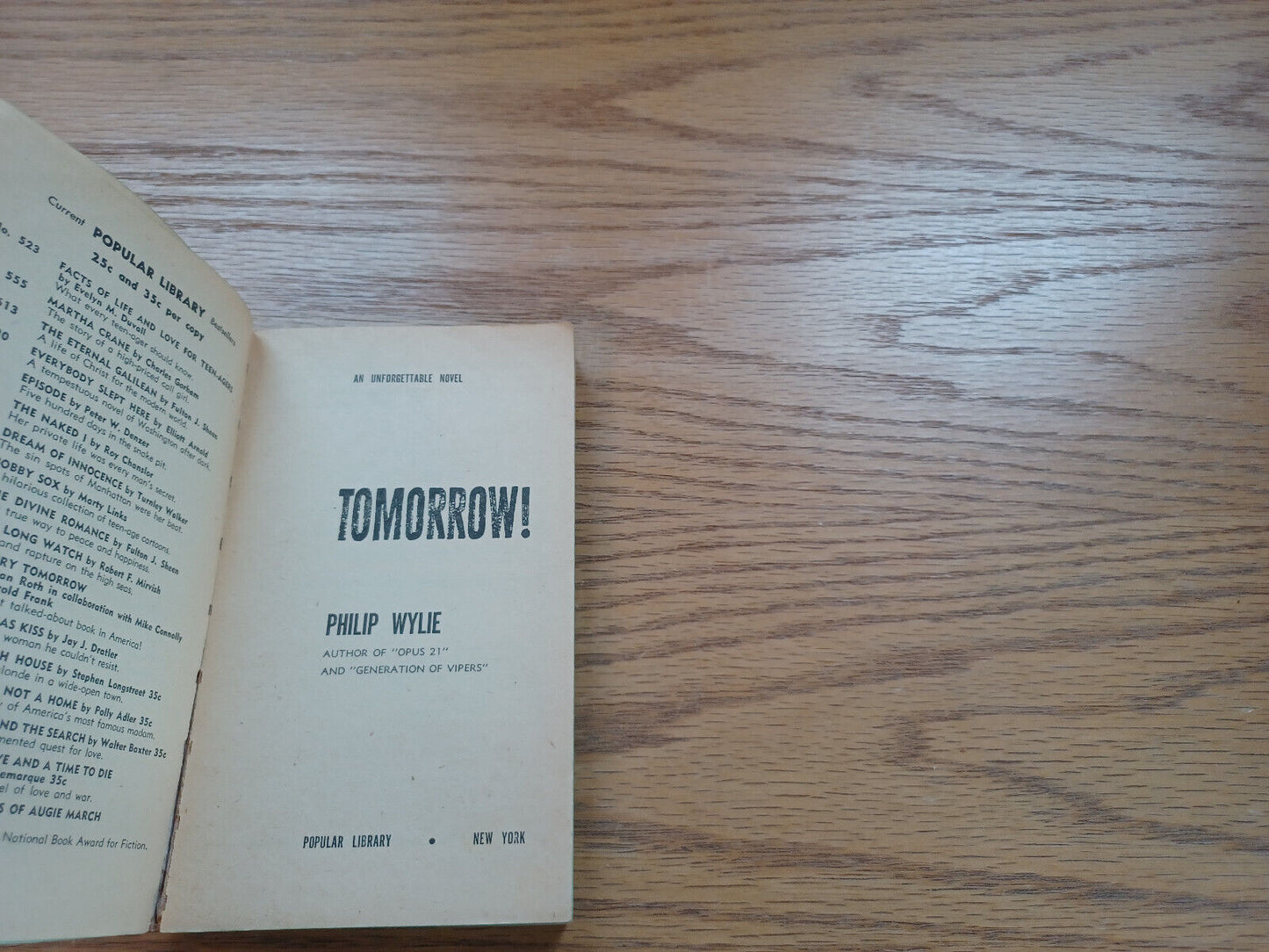 Tomorrow By Philip Wylie 1956