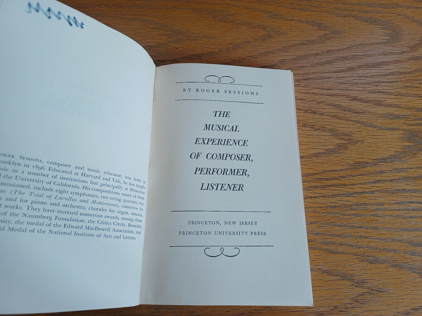 The Musical Experience of Composer Performer Listener Roger Sessions 1974 Prince