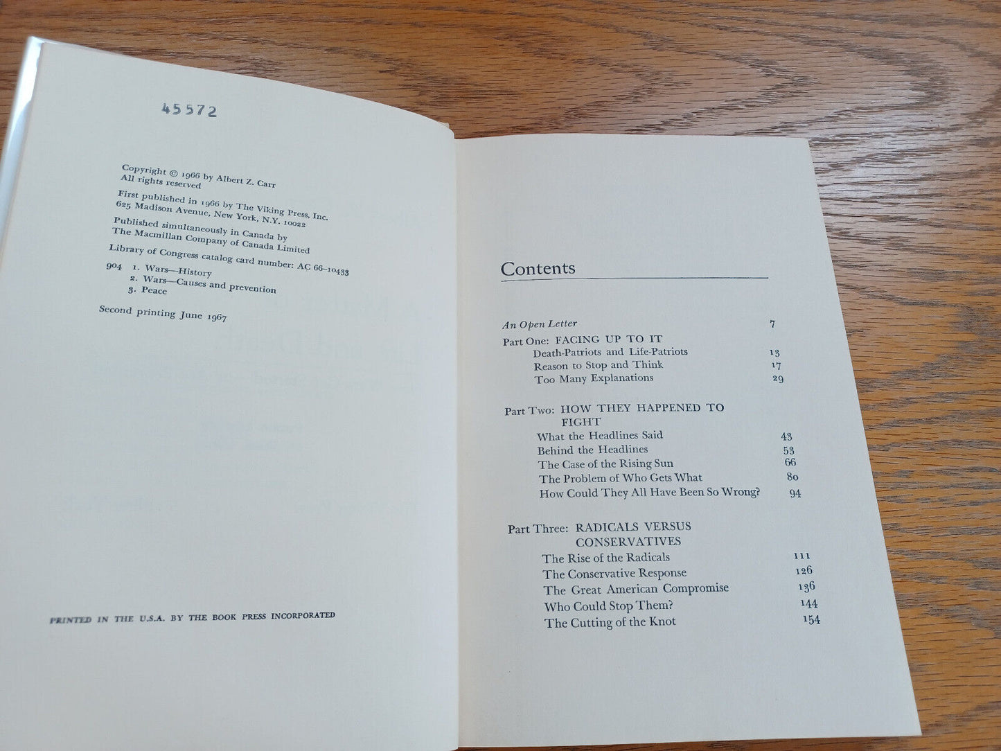 A Matter of Life and Death Albert Z Carr 1967 Viking Press Hardcover Dust Jacket