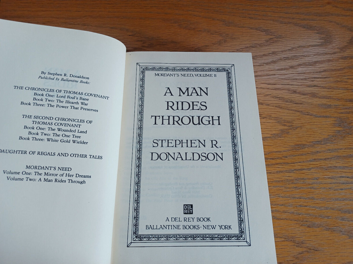 A Man Rides Through Stephen R Donaldson 1987 Del Rey Book Ballantine Books