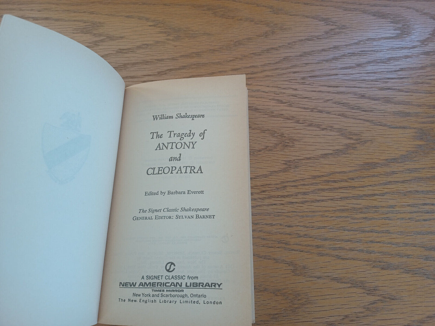 The Tragedy of Antony and Cleopatra 1964 William Shakespeare Paperback Signet