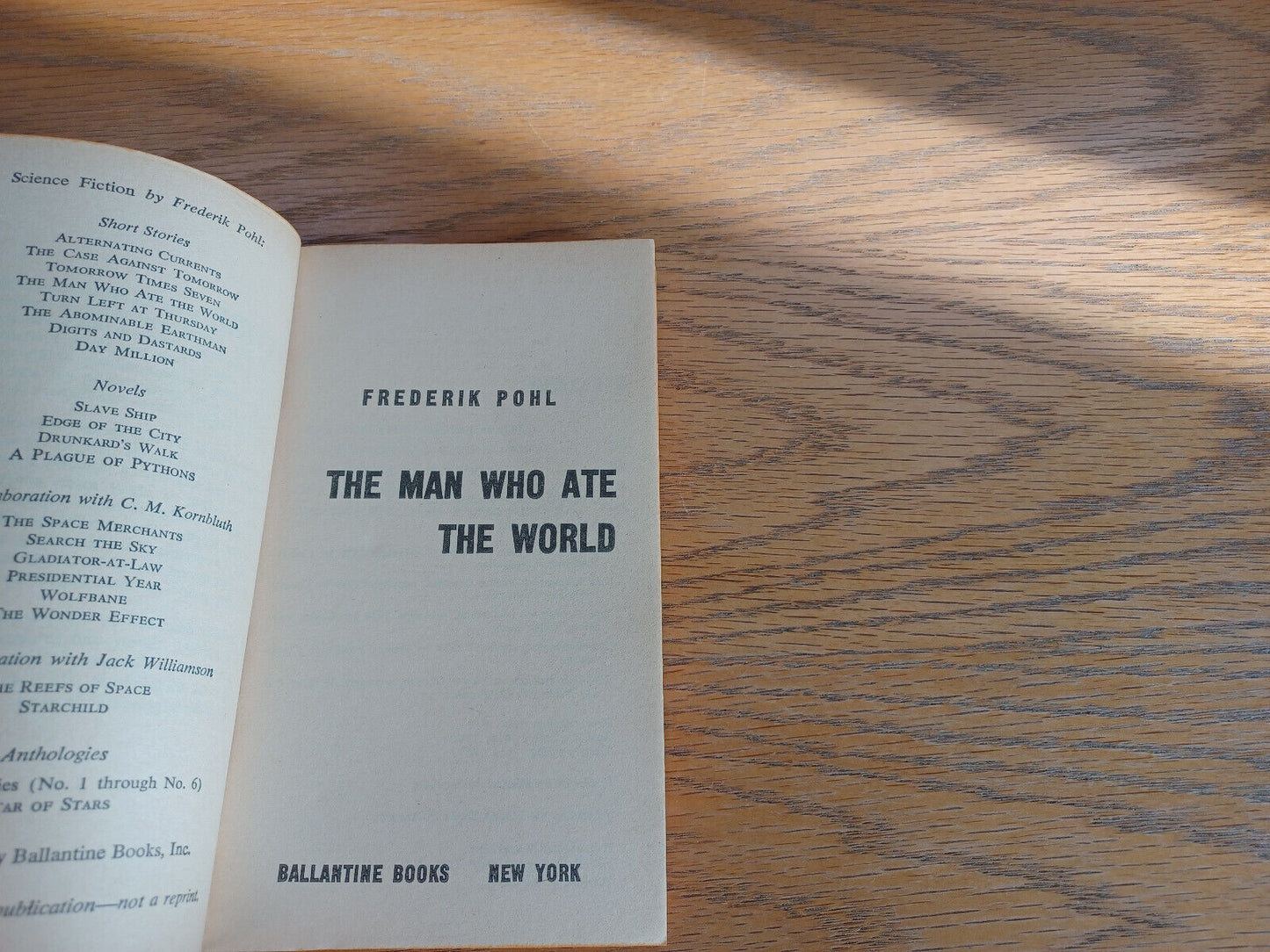 The Man Who Ate the World Frederik Pohl 1970 Paperback Ballantine Books