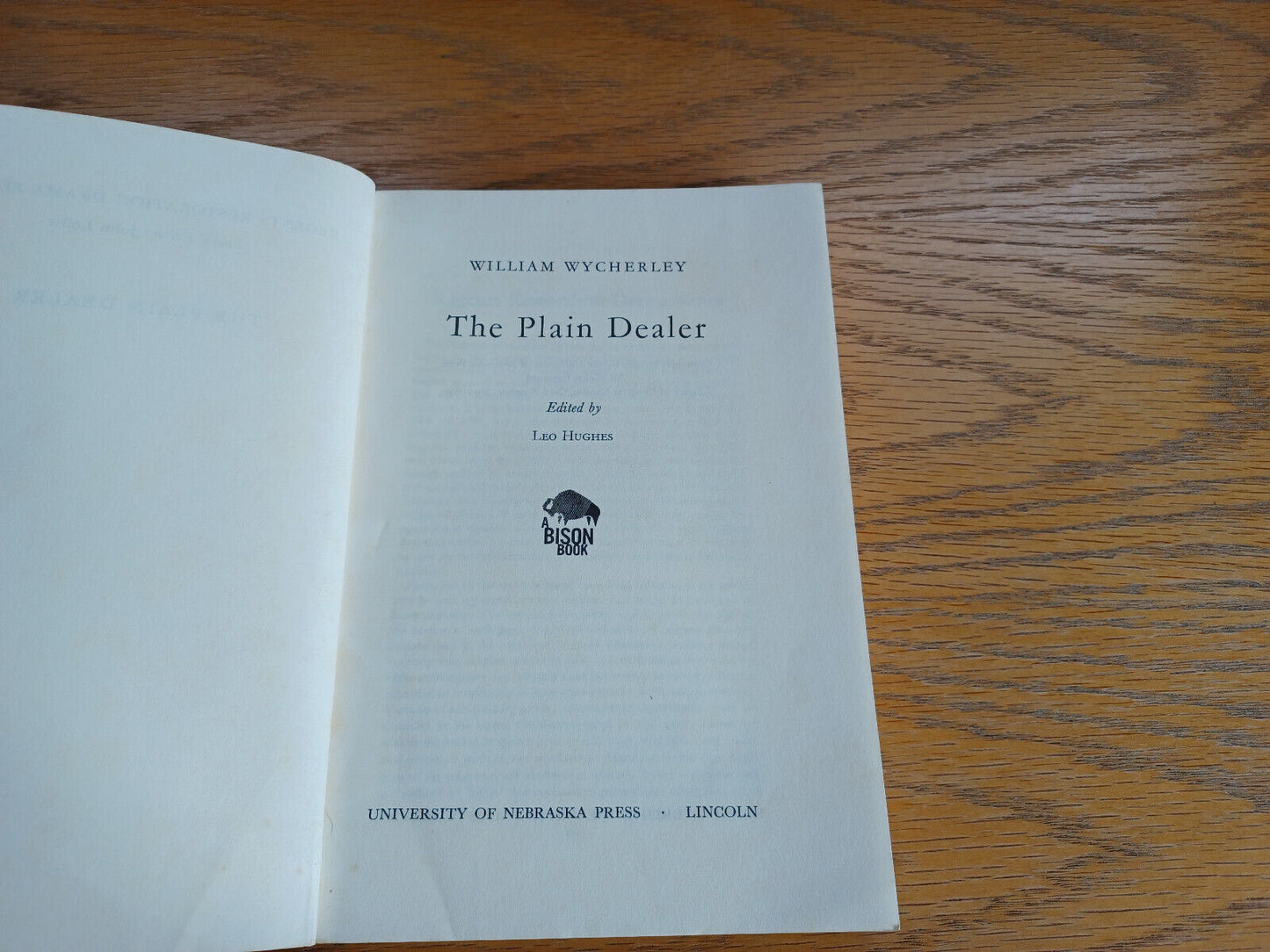 The Plain Dealer William Wycherley 1967 Paperback University of Nebraska Press