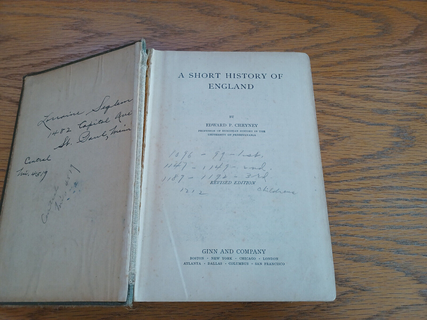 A Short History of England Edward P Cheyney 1927 Ginn and Company Hardcover