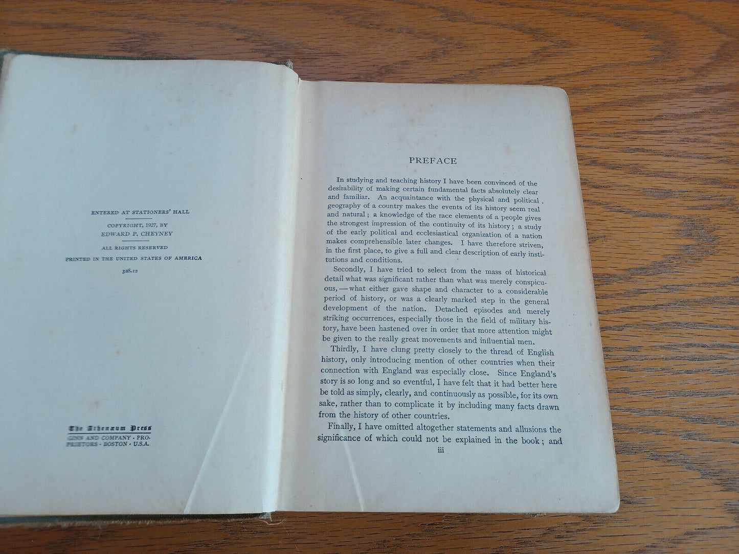 A Short History of England Edward P Cheyney 1927 Ginn and Company Hardcover