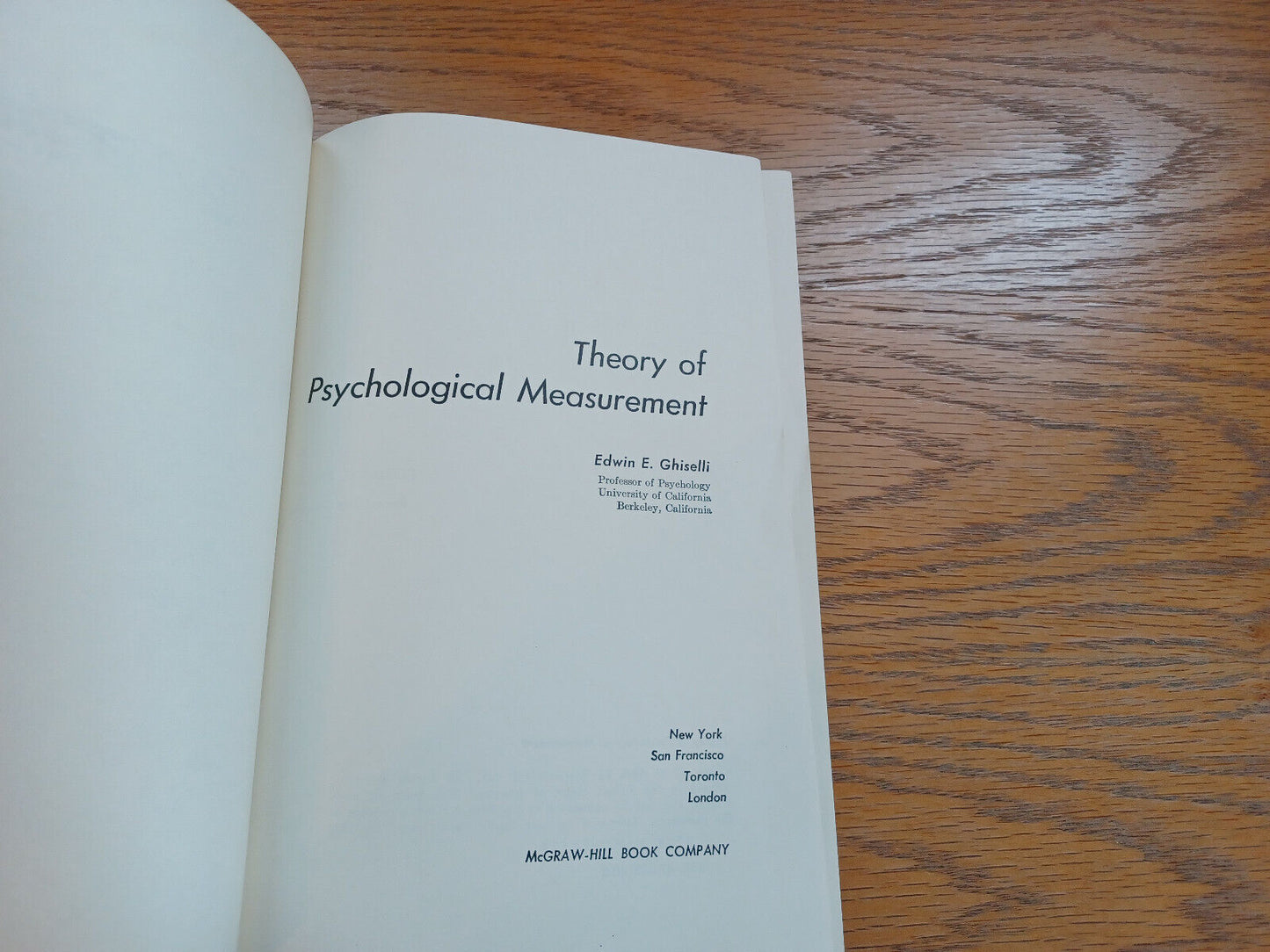 Theory of Psychological Measurement Edwin E Ghiselli 1964 Hardcover McGraw Hill