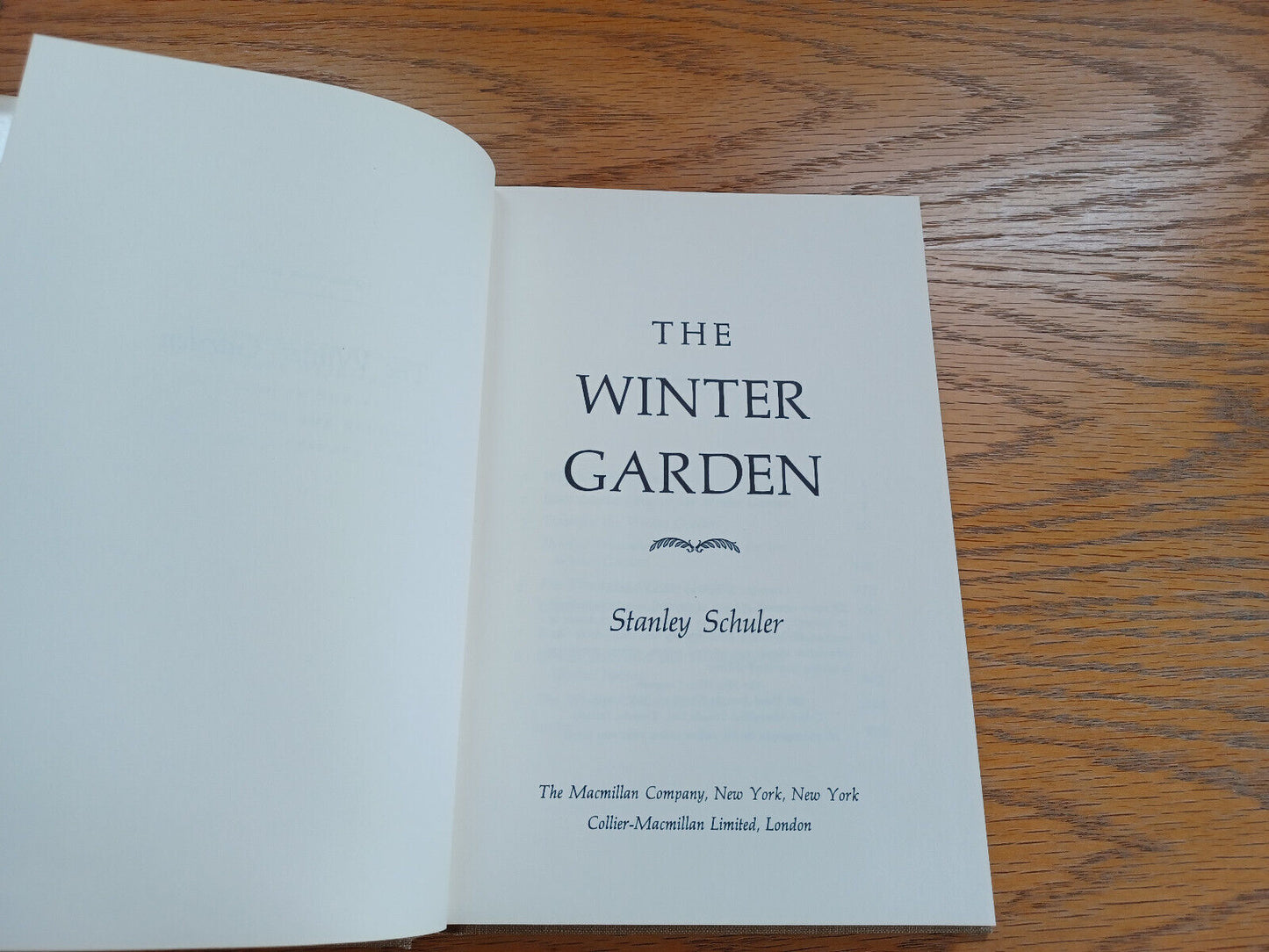 The Winter Garden Stanley Schuler 1972 Book Club Edition Macmillan