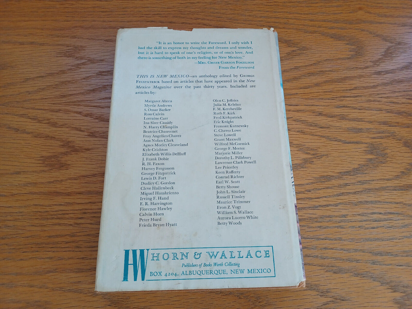 This Is New Mexico George Fitzpatrick 1962 Horn & Wallace Hardcover Dust Jacket