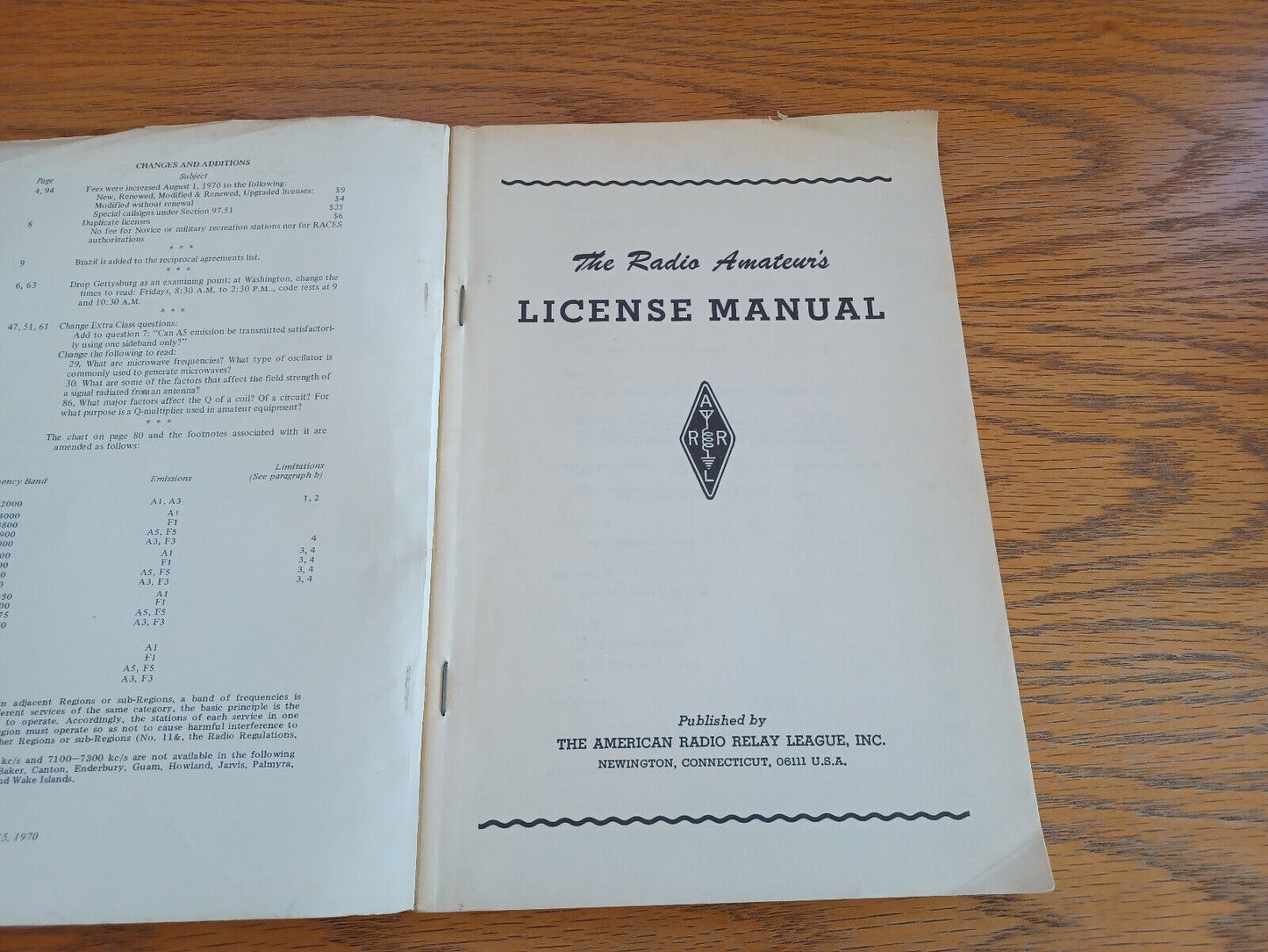 The Radio Amateur’s License Manual 1970 Paperback American Radio Relay League