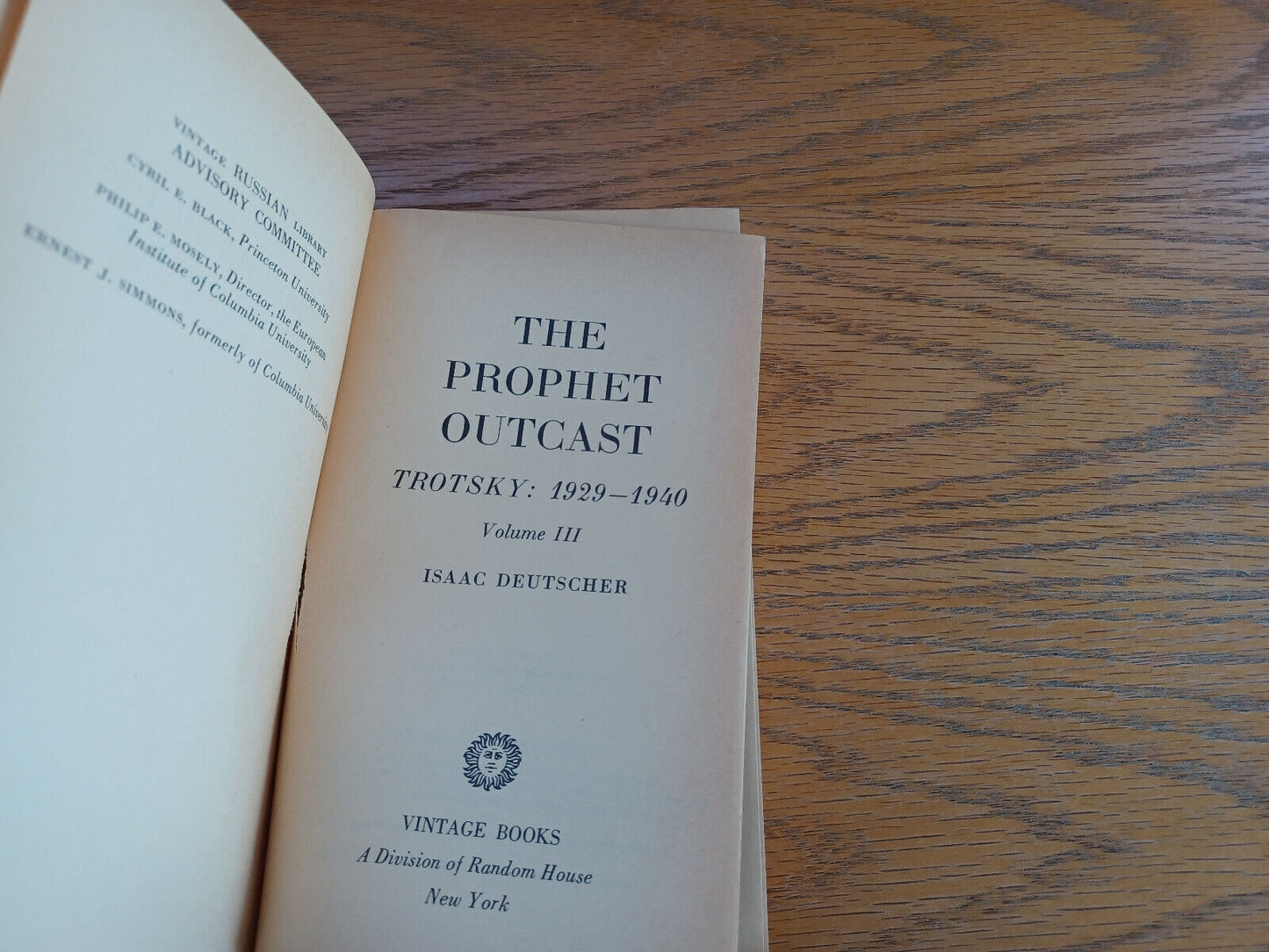 The Prophet Outcast Trotsky 1929-1940 Volume III Isaac Deutscher 1963 Random Hou