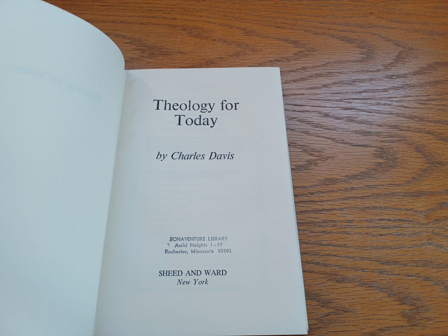 Theology For Today By Charles Davis 1962 Dust Jacket