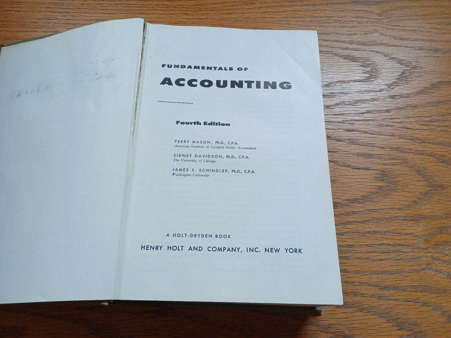 Fundamentals Of Accounting Fourth Edition By Perry Mason 1959