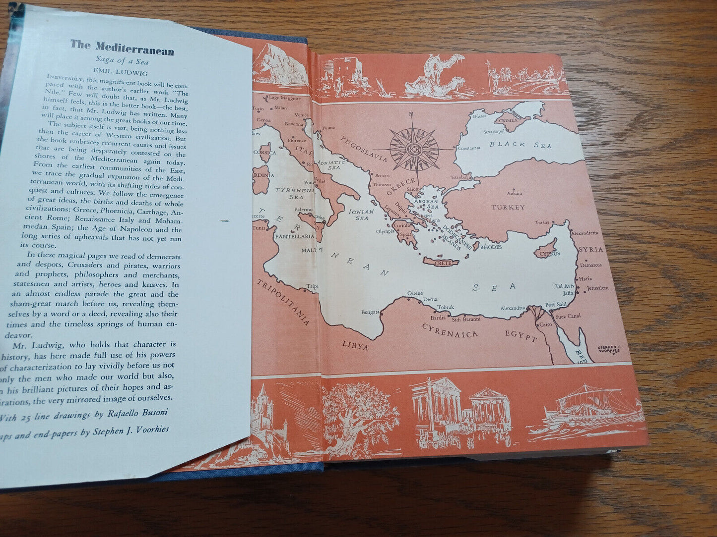 The Mediterranean Saga Of The Sea By Emil Ludwig 1942 Dust Jacket