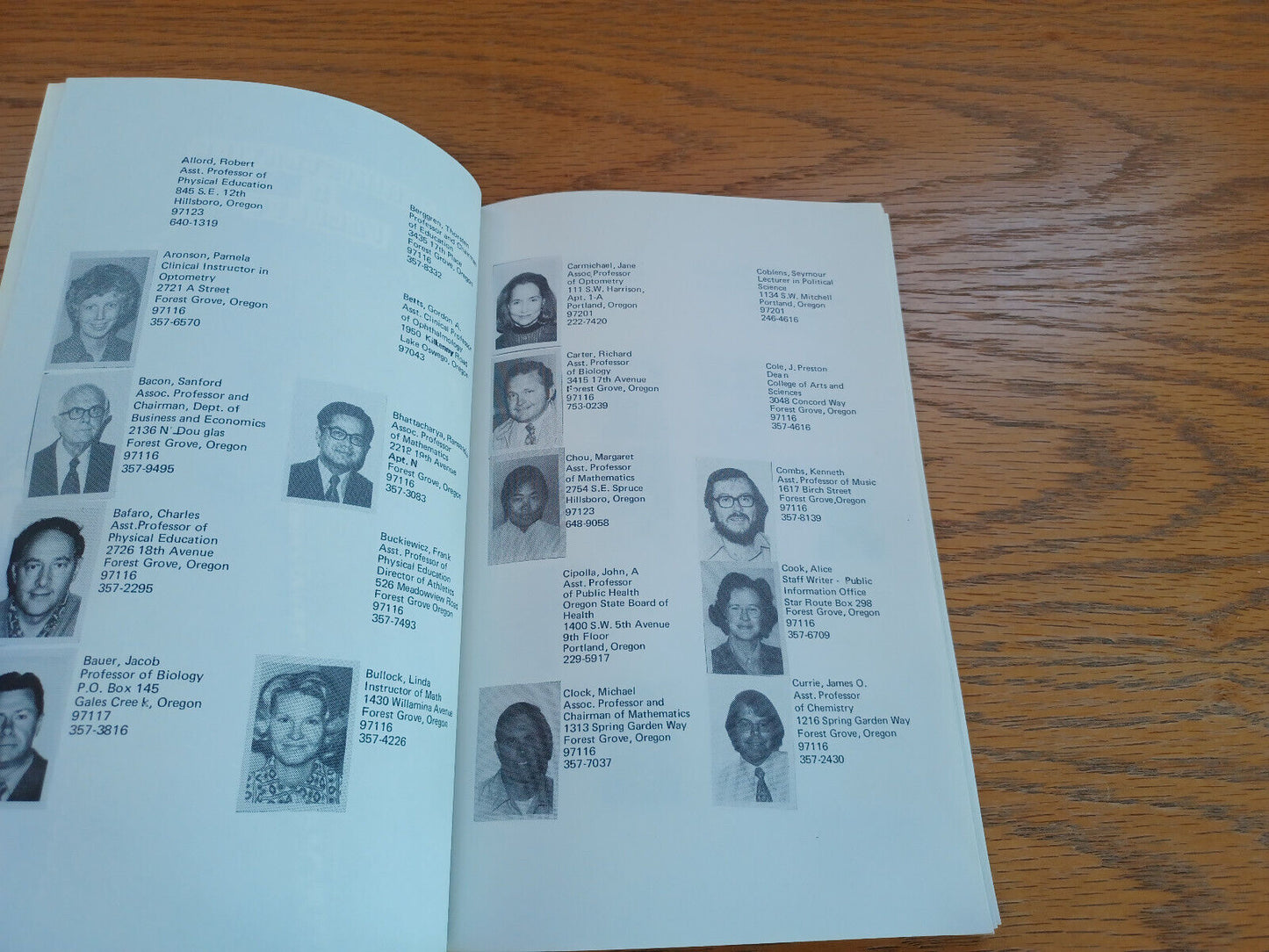 Pacific University 1973 1974 Directory