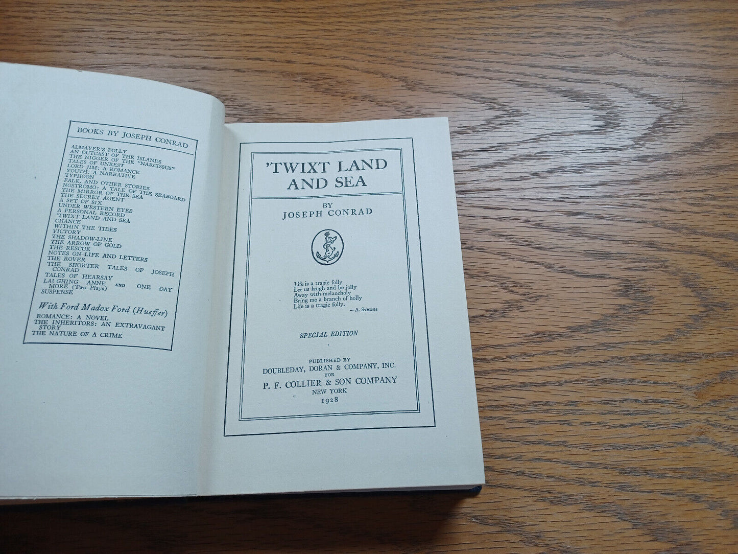 Twixt Land And Sea By Joseph Conrad 1928 Special Edition