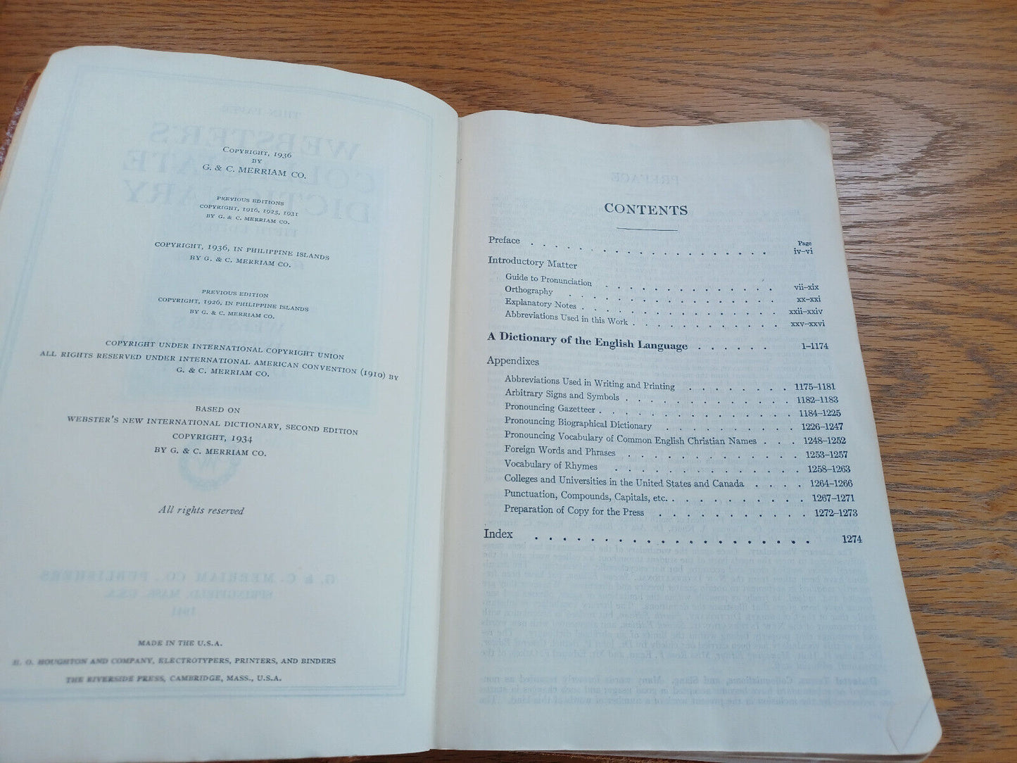 Webster'S Collegiate Dictionary 5Th Edition Thin Paper 1941