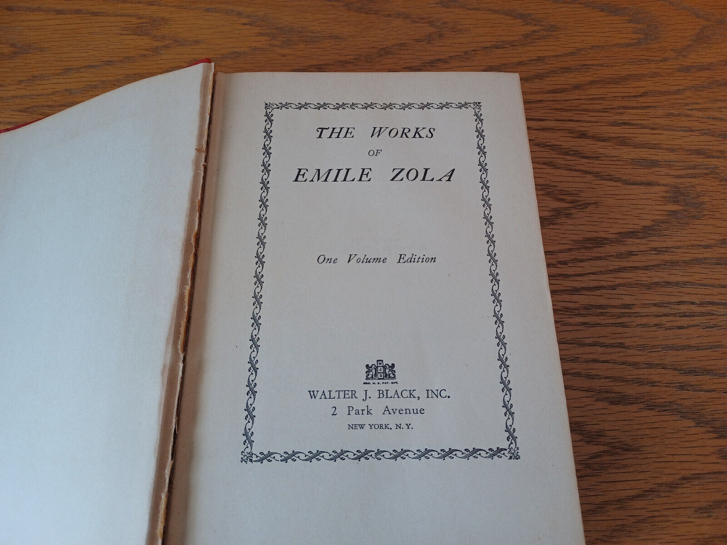 The Works Of Emile Zola One Volume Edition 1928 Hardcover Walter J Black