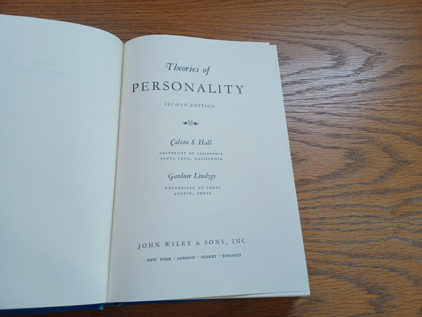 Theories Of Personality Second Edition By Calvin Hall 1970