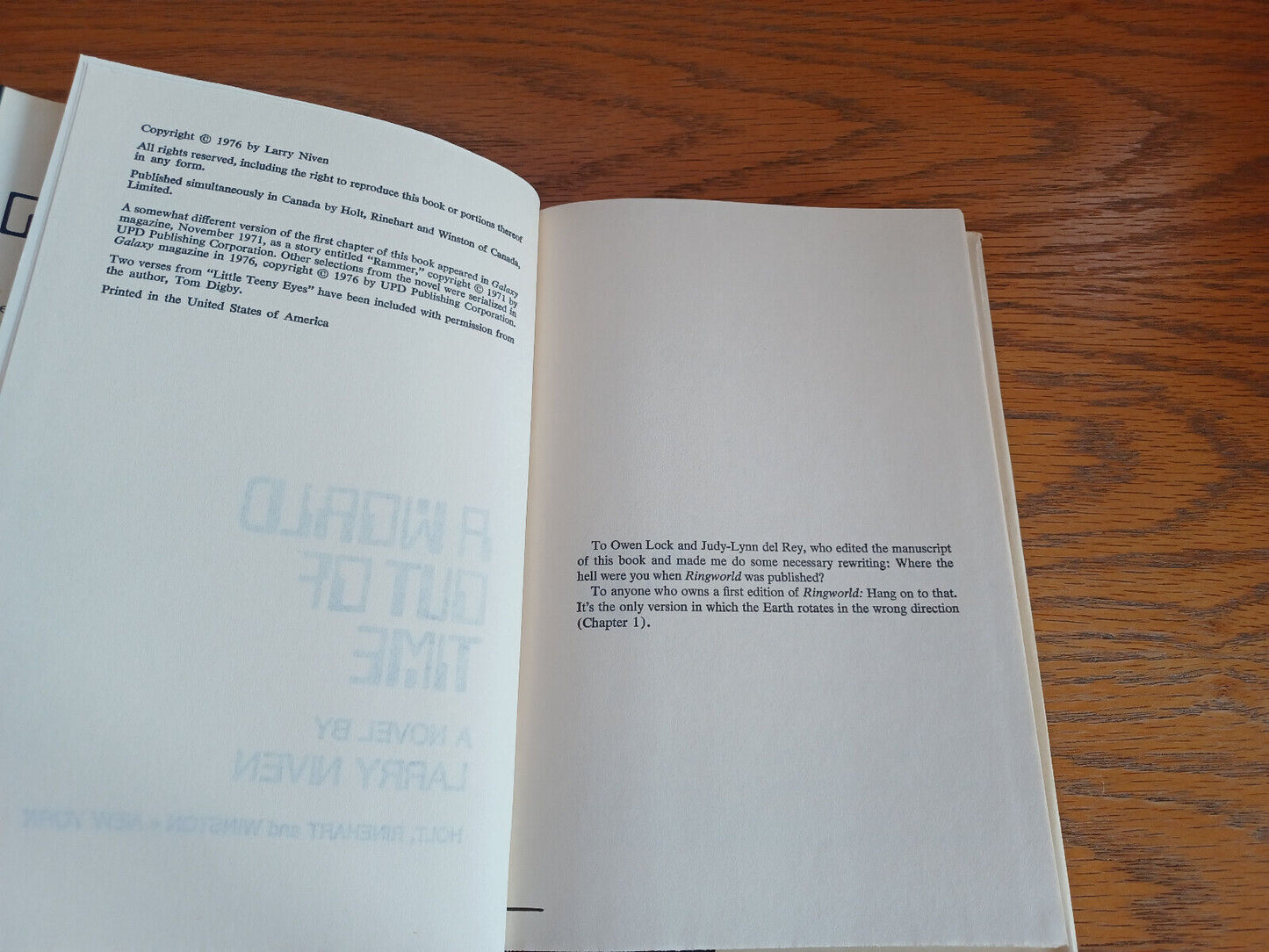 A World Out of Time Larry Niven 1976 Book Club Edition Holt Rinehart and Winston