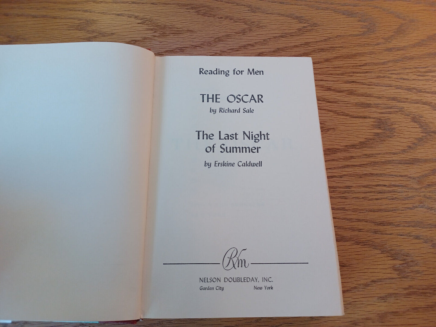 The Oscar Richard Sale 1963 Last Night of Summer Doubleday Hardcover