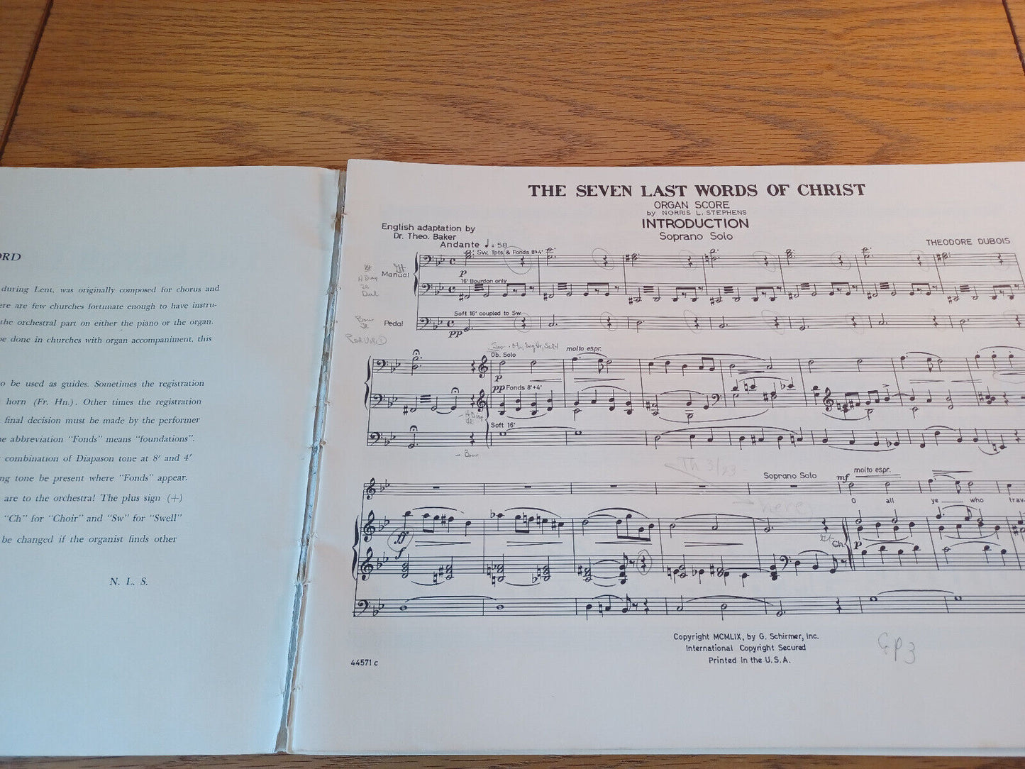 The Seven Last Words Of Christ Theodore Dubois 1959 Organ Score