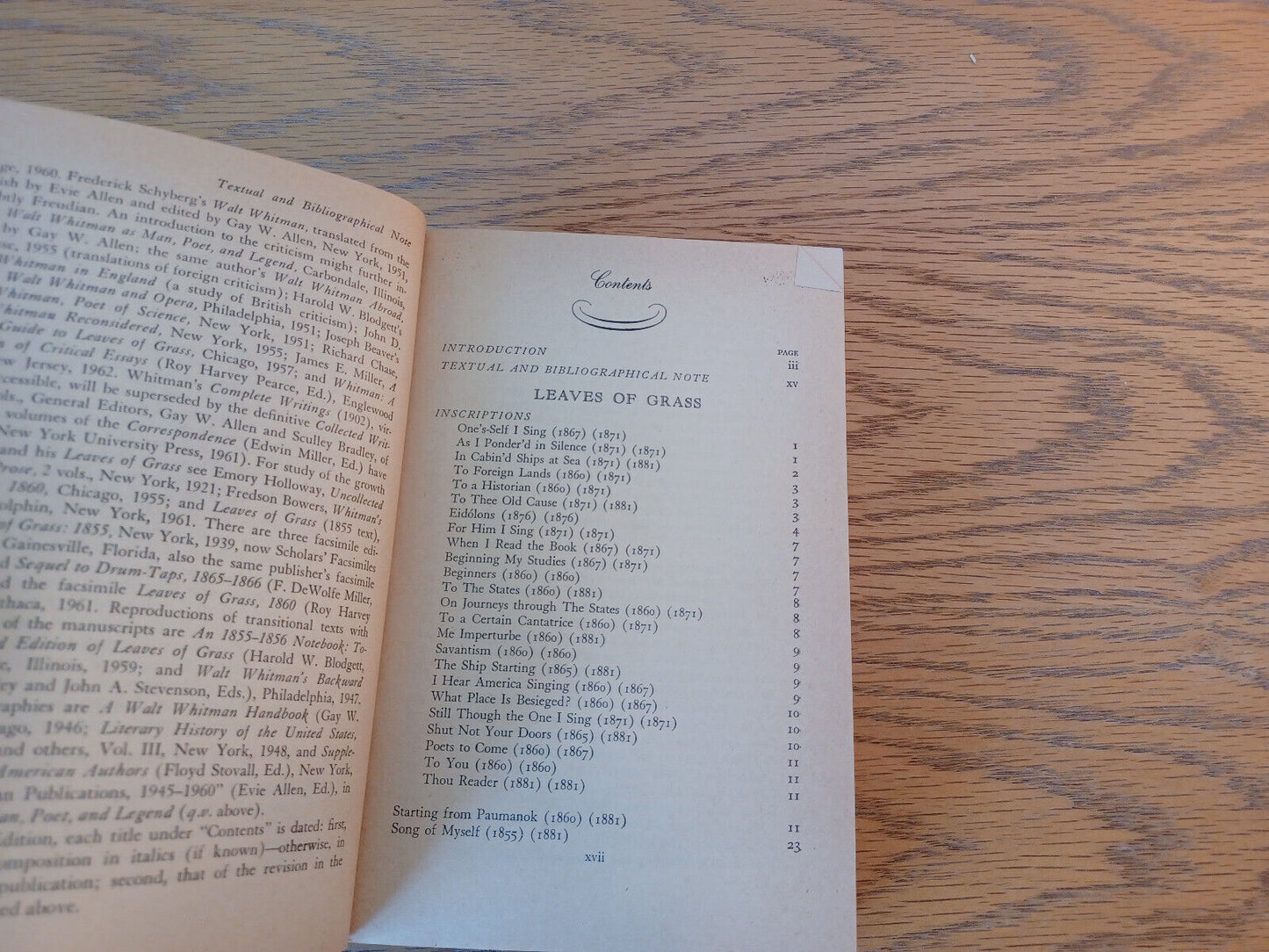 Walt Whitman Leaves Of Grass And Selected Prose 1966 Holt, Rinehart And Winston