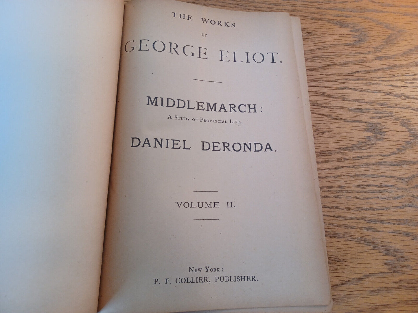 The Works Of George Eliot P F Collier Hardcover Volume II