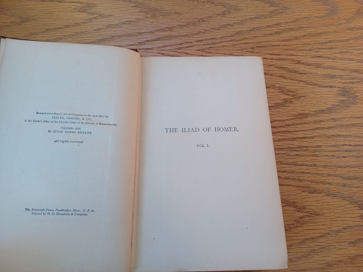 The Iliad Of Homer William Cullen Bryant 1898 Hardcover Two Volumes In One Hough