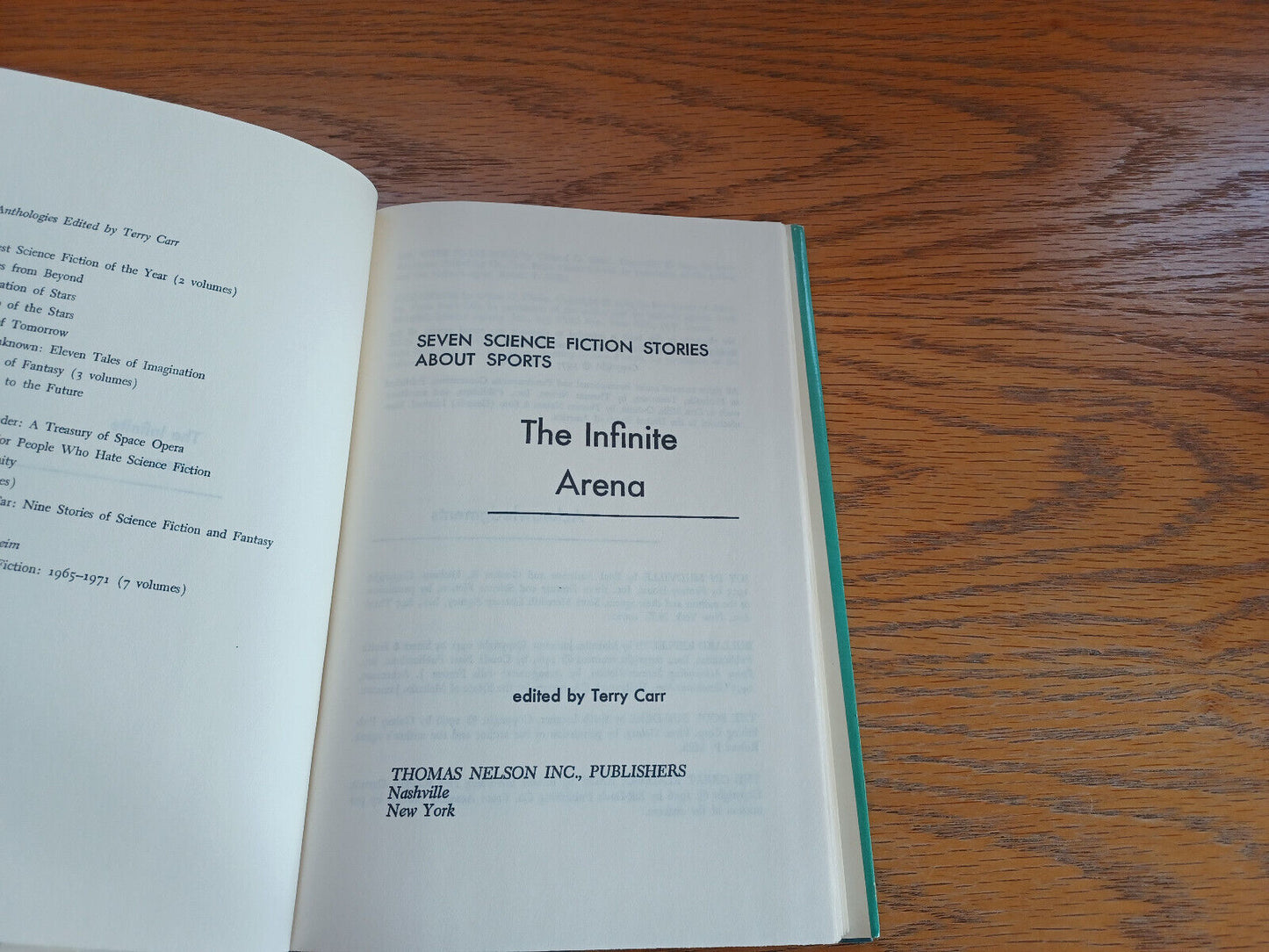 The Infinite Arena Terry Carr 1977 Book Club Edition Thomas Nelson