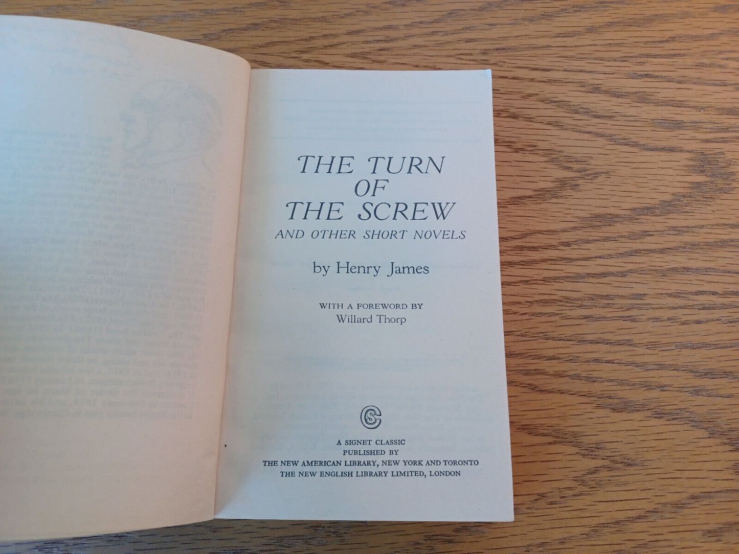 The Turn Of The Screw And Other Short Novels Henry James 1962 Signet Classic