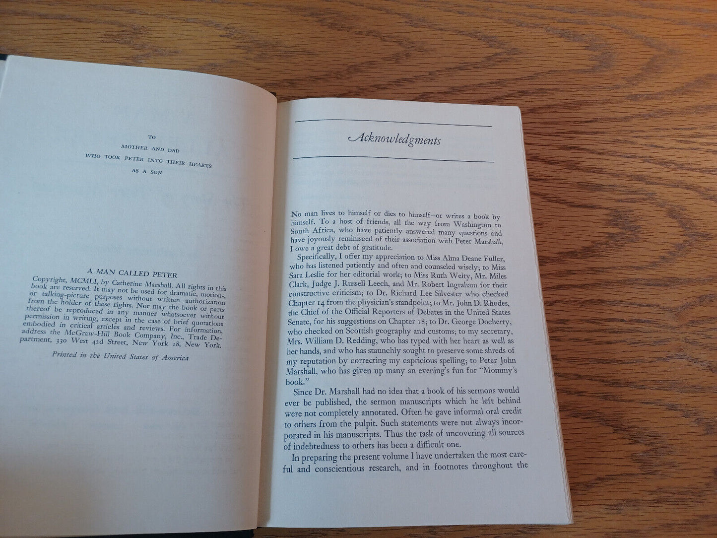 A Man Called Peter Catherine Marshall 1951 Hardcover McGraw Hill