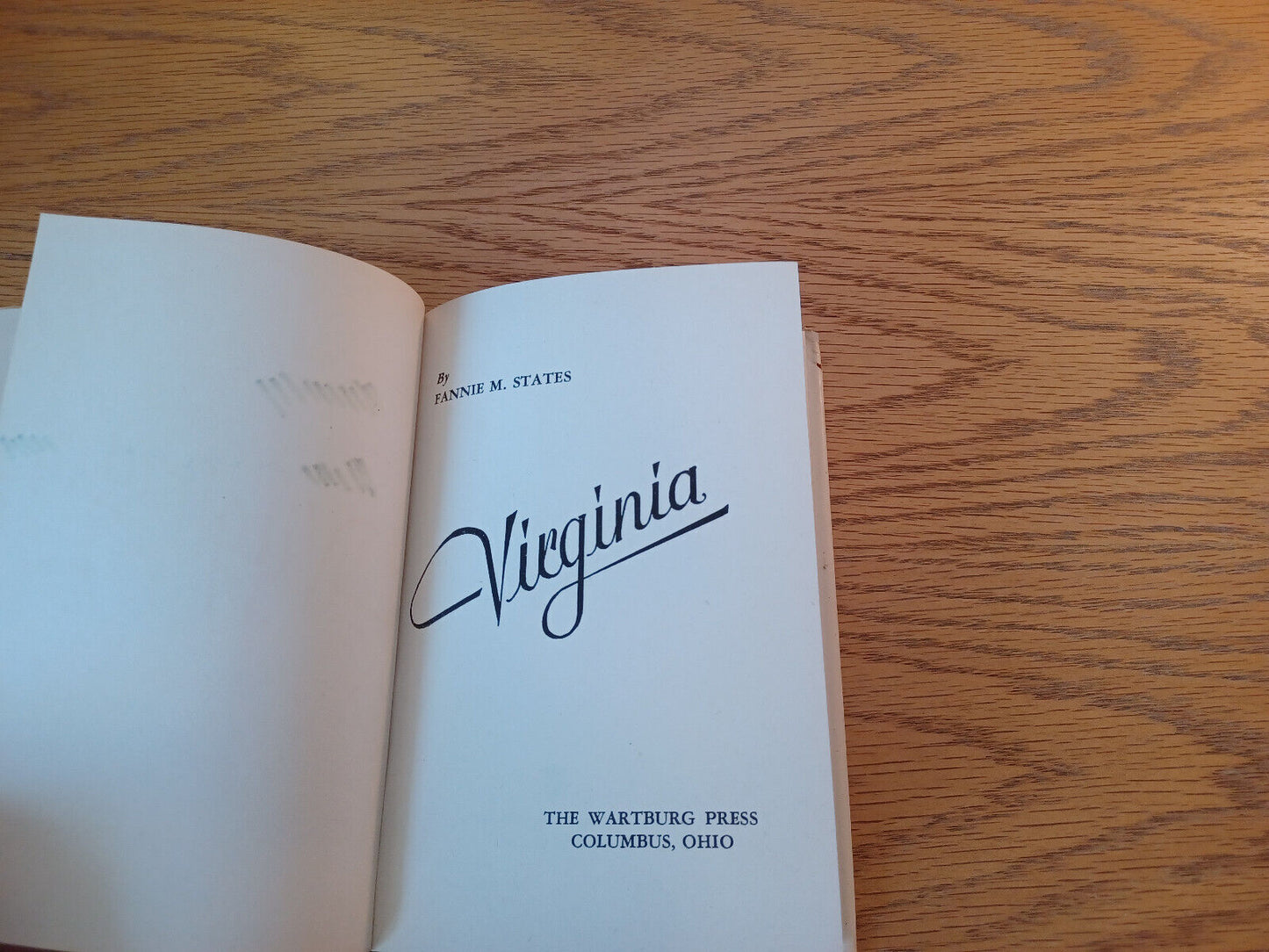 Virginia Fannie M States 1947 Hardcover Dust Jacket Wartburg Press