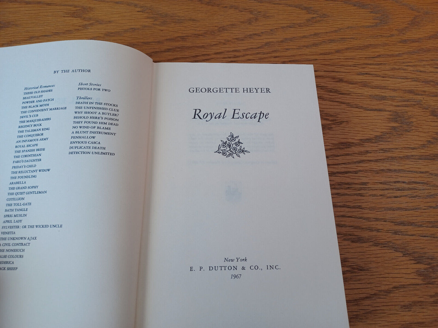 Royal Escape Georgette Heyer 1967 Hardcover Dust Jacket E P Dutton