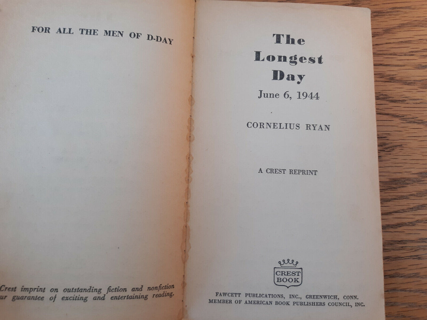 The Longest Day June 6 1944 Cornelius Ryan 1962 Fawcett Crest Paperback