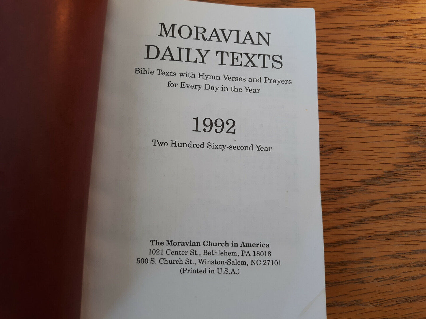 Moravian Daily Texts 1992 Paperback The Moravian Church In America