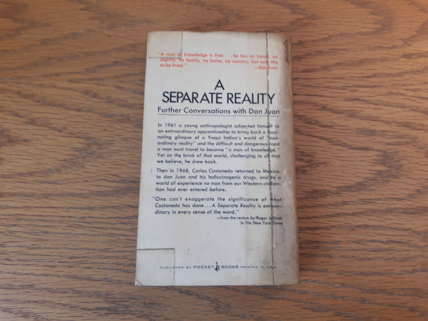 A Separate Reality Carlos Castaneda 1973 Pocket Books Paperback