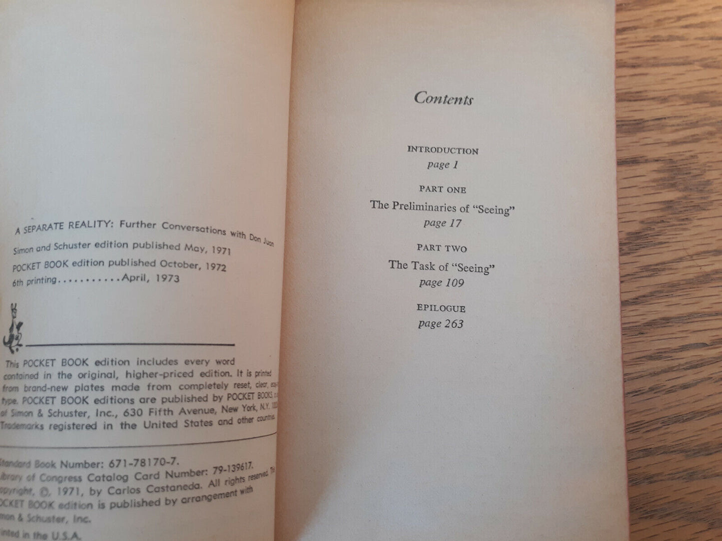 A Separate Reality Carlos Castaneda 1973 Pocket Books Paperback