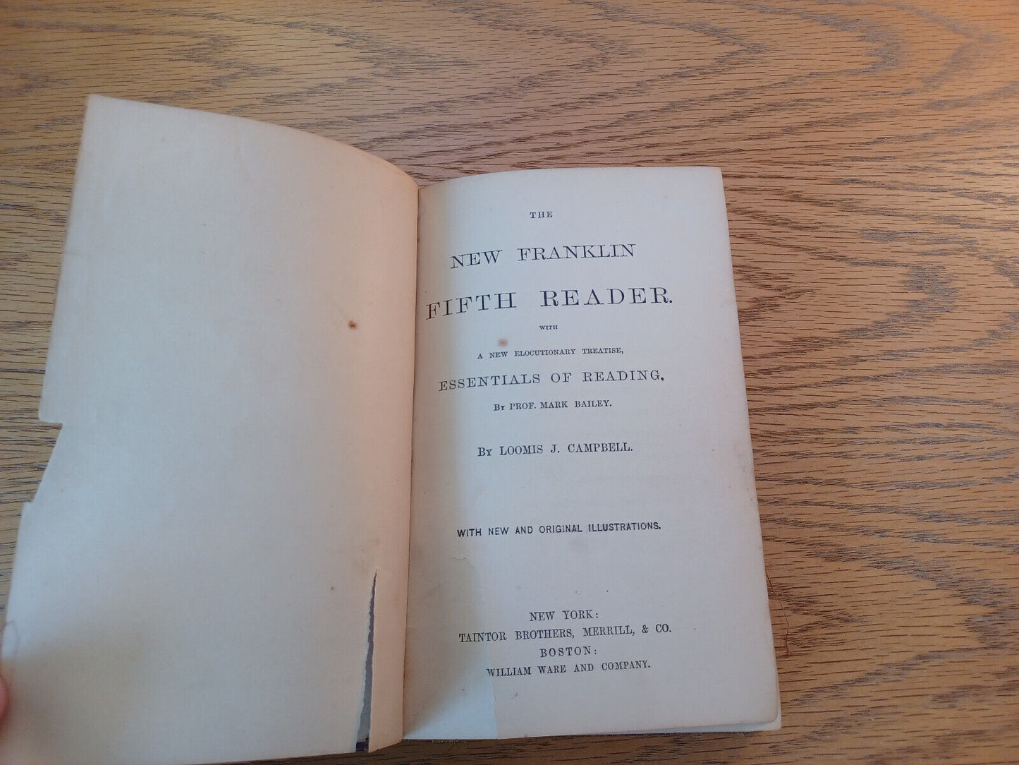 The New Franklin Fifth Reader Loomis J Campbell 1884 Hardcover Taintor Brothers