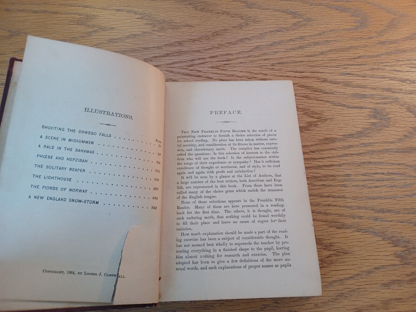 The New Franklin Fifth Reader Loomis J Campbell 1884 Hardcover Taintor Brothers