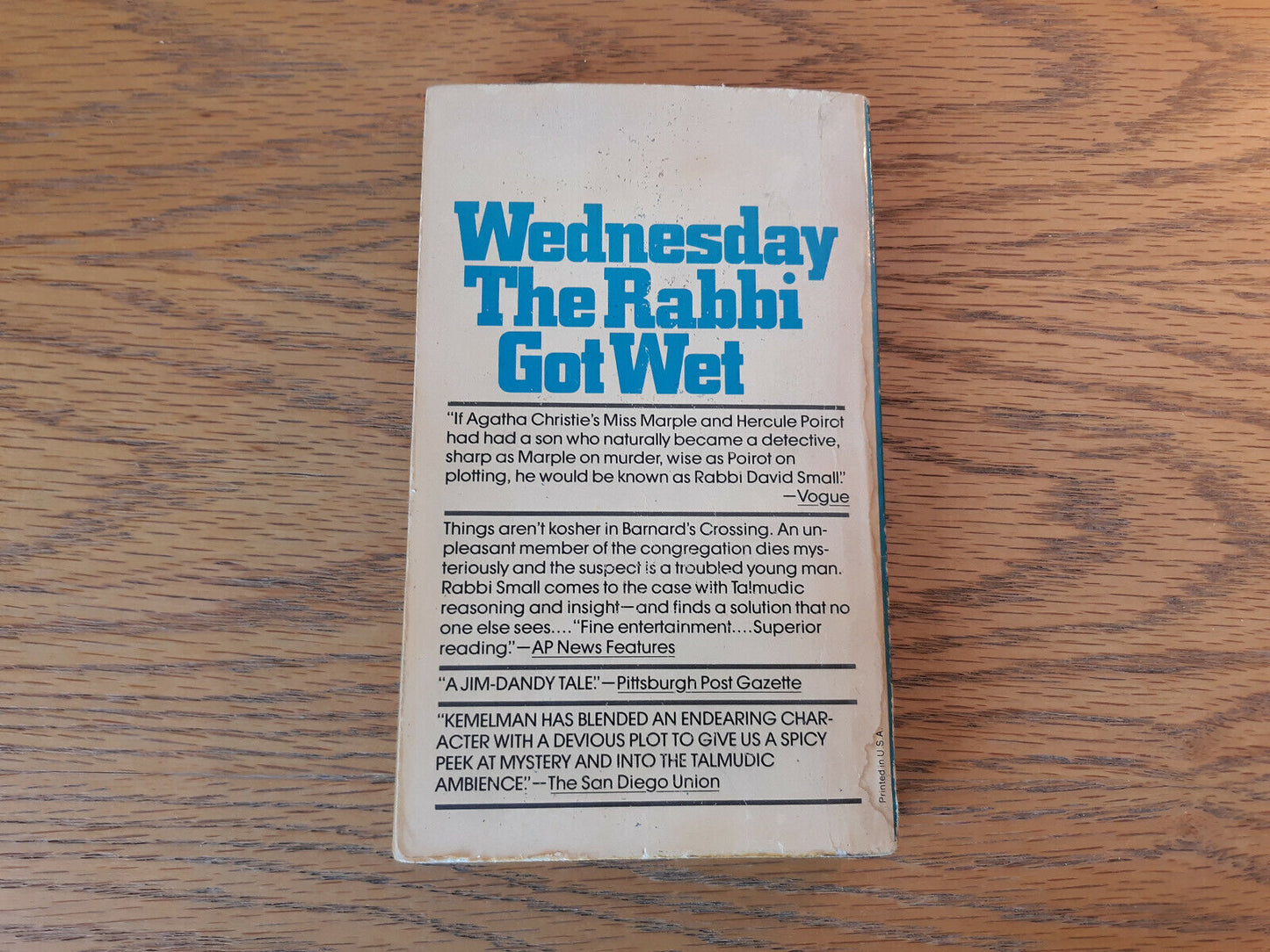 Wednesday The Rabbi Got Wet Harry Kemelman 1977 Paperback Fawcett Crest