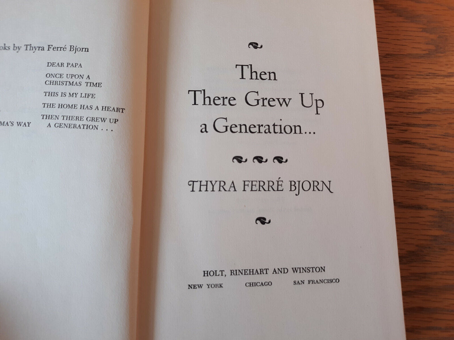 Then There Grew Up A Generation Thyra Ferre Bjorn 1970 Hardcover Holt, Rinehart