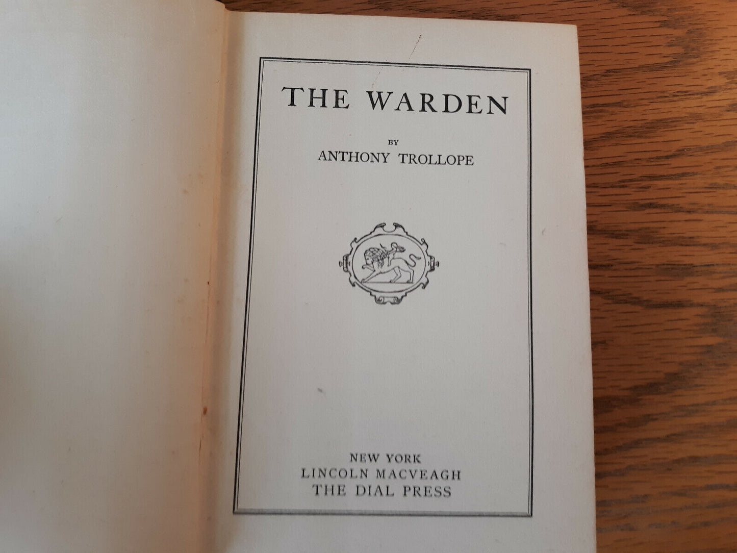 The Warden Anthony Trollope The Dial Press Hardcover Dust Jacket